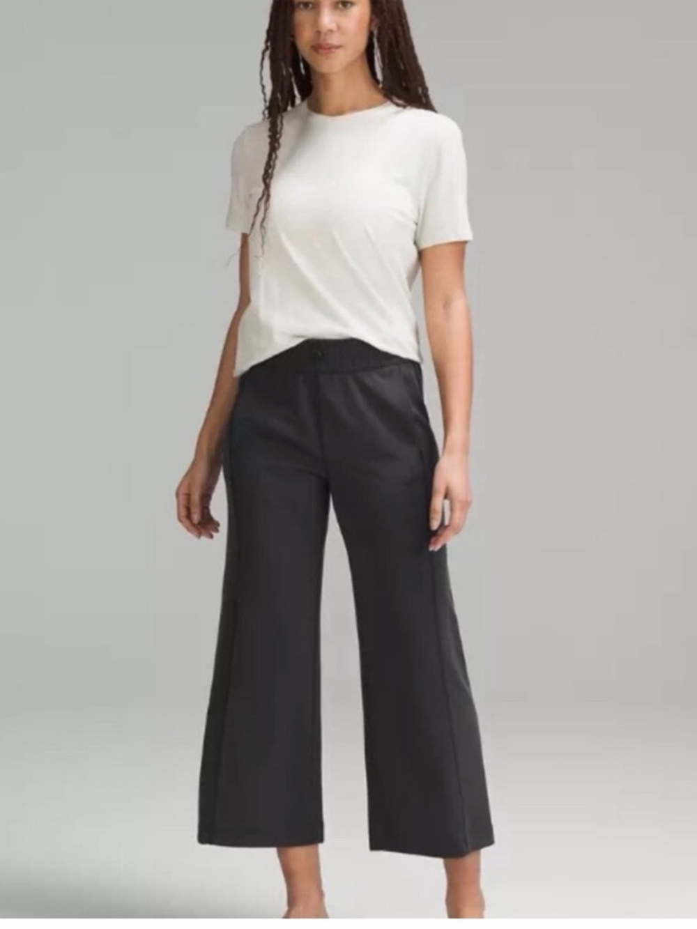 lululemon ribbed softstreme Wide-Leg Cropped Pants in Black